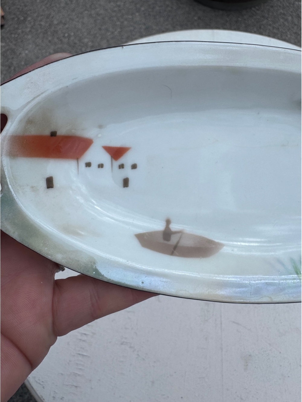 Antique Prov Saxe E.S. Germany Hand Painted Porcelain Serving Dish 10”
